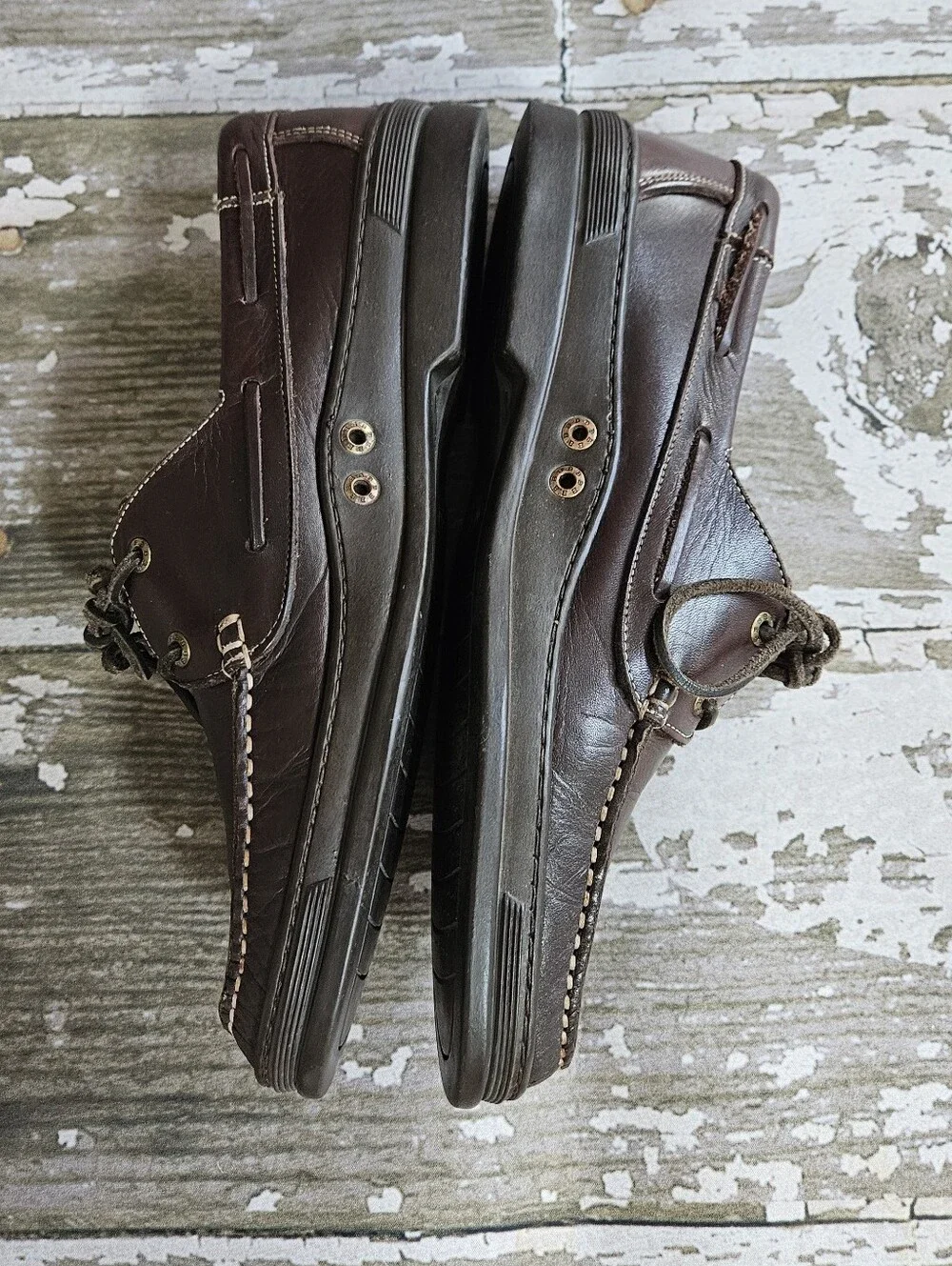 Bally of Switzerland Brown Leather Boat Shoes Deck Moccasins Plume Style